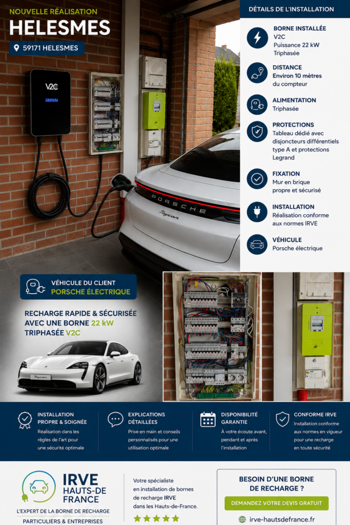 Borne V2C 22 kW triphasée à Helesmes